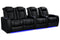 Valencia 2025 New Tuscany Heat & Massage Leather Home Theater Seating Row of 4 Loveseat Left, Midnight Black