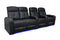 Valencia Verona Leather Home Theater Seating Row of 4 Loveseat Left, Black
