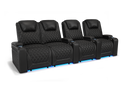 Valencia 2025 New Oslo Leather Home Theater Seating Row of 4 Loveseat Left, Midnight Black