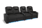 Valencia 2025 New Oslo Leather Home Theater Seating Row of 4 Loveseat Left, Midnight Black
