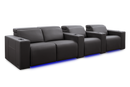 Valencia Barcelona Grand Leather Home Theater Seating Row of 4 Loveseat Left, Charcoal Grey