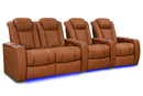 Valencia 2025 New Tuscany Ultimate Luxury Leather Home Theater Seating Row of 4 Loveseat Left, Royal Cognac