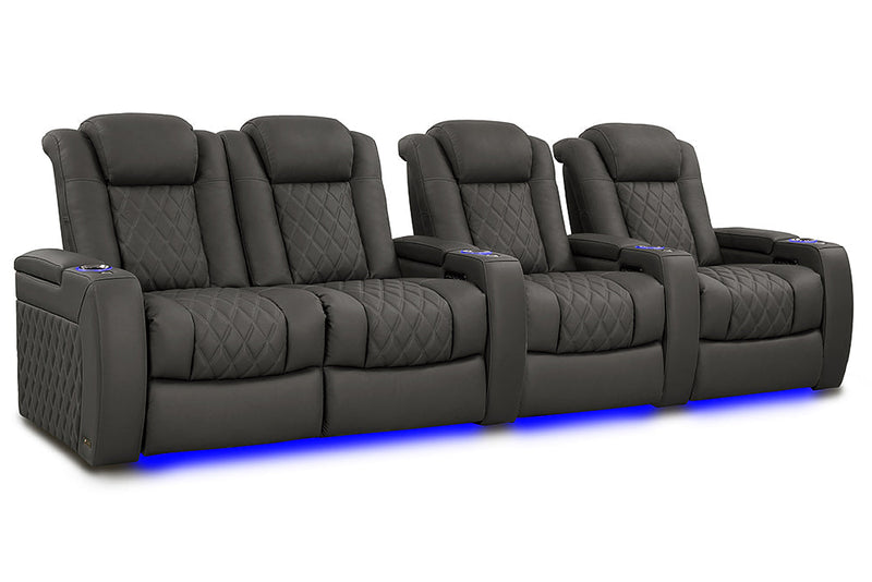 Valencia 2025 New Tuscany XL Luxury Leather Home Theater Seating Row of 4 Loveseat Left, Graphite