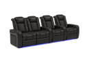 Valencia 2025 New Tuscany Leather Home Theater Seating Row of 4 Loveseat Left, Midnight Black