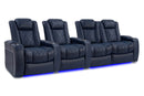 Valencia Tuscany Leather Home Theater Seating Row of 4 Loveseat Right, Navy Blue
