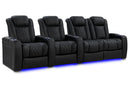 Valencia 2025 New Tuscany Luxury Leather Home Theater Seating Row of 4 Loveseat Right, Onyx