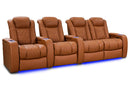 Valencia 2025 New Tuscany Ultimate Luxury Leather Home Theater Seating Row of 4 Loveseat Right, Royal Cognac