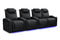 Valencia 2025 New Oslo Ultimate Luxury Leather Home Theater Seating Row of 4 Loveseat Right, Onyx with Silver Stitching