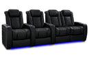 Valencia 2025 New Tuscany Slim Ultimate Luxury Leather Home Theater Seating Row of 4 Loveseat Right, Onyx
