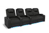 Valencia 2025 New Oslo Leather Home Theater Seating Row of 4 Loveseat Right, Midnight Black