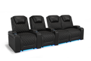 Valencia 2025 New Oslo Leather Home Theater Seating Row of 4 Loveseat Right, Midnight Black