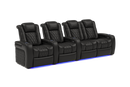 Valencia 2025 New Tuscany Leather Home Theater Seating Row of 4 Loveseat Right, Midnight Black