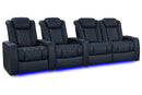 Valencia 2025 New Tuscany XL Luxury Leather Home Theater Seating Row of 4 Loveseat Right, Moonlight Blue