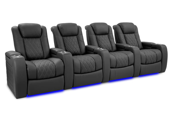 Valencia 2025 New Tuscany Ultimate Luxury Leather Home Theater Seating Row of 4, Graphite