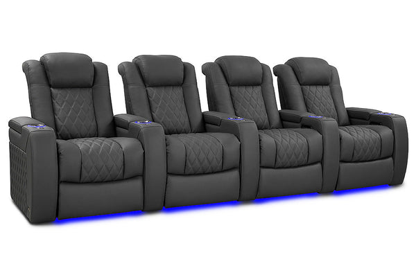 Valencia 2025 New Tuscany Luxury Leather Home Theater Seating Row of 4, Graphite