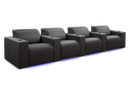 Valencia Barcelona Grand Leather Home Theater Seating Row of 4, Charcoal Grey
