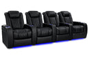 Valencia Tuscany Vegan Leather Home Theater Seating Row of 4, Deep Indigo