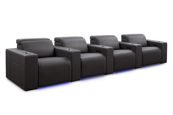 Valencia 2025 New Barcelona Grand Ultimate Leather Home Theater Seating Row of 4, Graphite