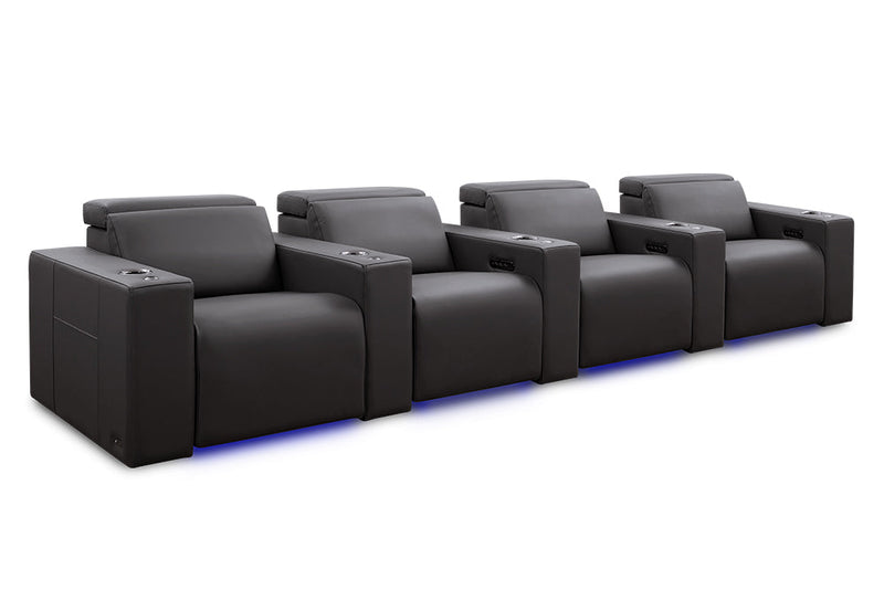 Valencia 2025 New Barcelona Grand Ultimate Leather Home Theater Seating Row of 4, Graphite