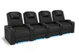Valencia 2025 New Oslo Leather Home Theater Seating Row of 4, Midnight Black
