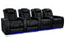 Valencia 2025 New Tuscany Heat & Massage Leather Home Theater Seating Row of 4, Midnight Black