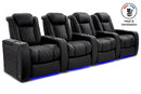Valencia 2025 New Tuscany Ultimate Luxury Heat & Ventilation Leather Home Theater Seating Row of 4, Onyx