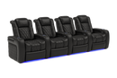 Valencia 2025 New Tuscany Leather Home Theater Seating Row of 4, Midnight Black
