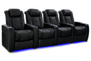 Valencia 2025 New Tuscany Slim Ultimate Luxury Leather Home Theater Seating Row of 4, Onyx