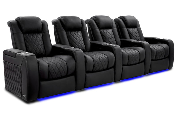 Valencia 2025 New Tuscany Ultimate Luxury Leather Home Theater Seating Row of 4, Onyx