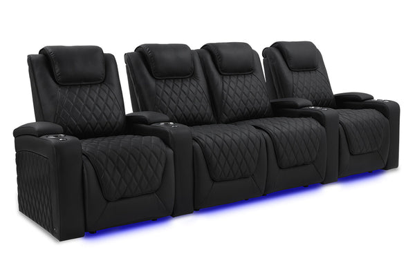 Valencia 2025 New Oslo Luxury Home Theater Seating Row of 4 Loveseat Center, Onyx