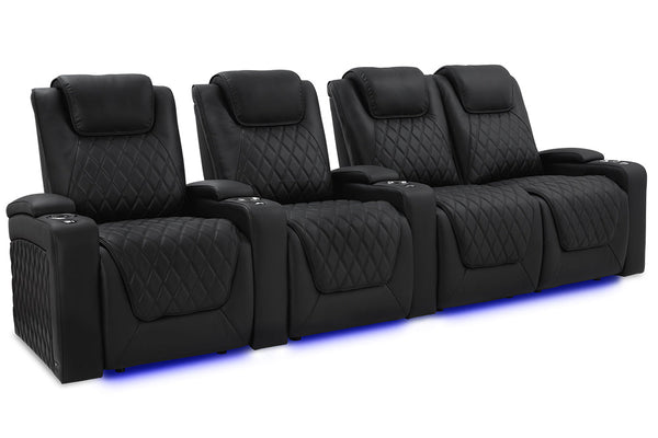 Valencia 2025 New Oslo Luxury Home Theater Seating Row of 4 Loveseat Right, Onyx