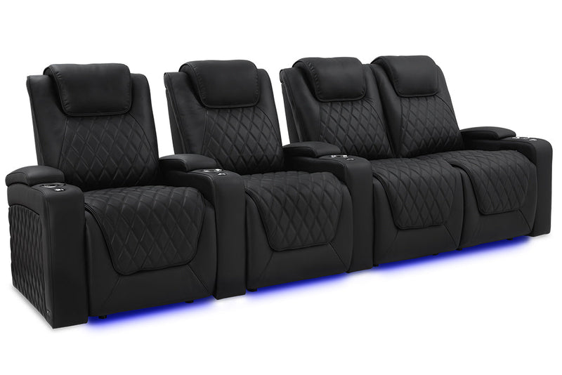 Valencia 2025 New Oslo Luxury Home Theater Seating Row of 4 Loveseat Right, Onyx