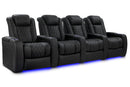Valencia 2025 New Tuscany Luxury Leather Home Theater Seating Row of 4, Onyx