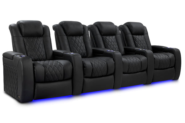 Valencia 2025 New Tuscany Luxury Leather Home Theater Seating Row of 4, Onyx