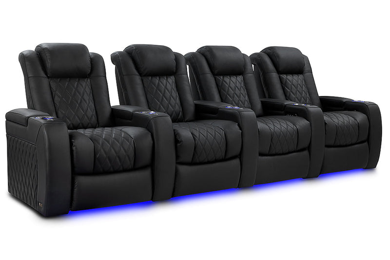 Valencia 2025 New Tuscany Luxury Leather Home Theater Seating Row of 4, Onyx