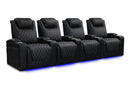 Valencia 2025 New Oslo Ultimate Luxury Leather Home Theater Seating Row of 4, Onyx with Silver Stitching
