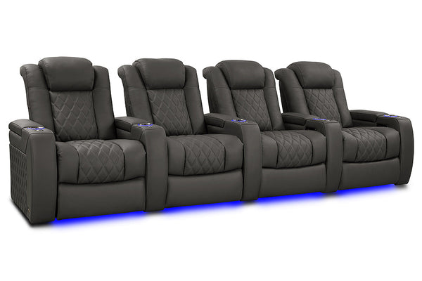 Valencia 2025 New Tuscany XL Luxury Leather Home Theater Seating Row of 4, Graphite