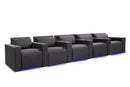 Valencia Barcelona Leather Home Theater Seating Row of 5, Charcoal Grey