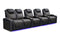 Valencia 2025 New Oslo Ultimate Luxury Leather Home Theater Seating Row of 5 Loveseat Left, Onyx with Gold Stitching
