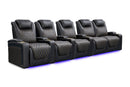 Valencia 2025 New Oslo Ultimate Luxury Leather Home Theater Seating Row of 5 Loveseat Right, Onyx with Gold Stitching