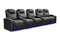Valencia 2025 New Oslo Ultimate Luxury Leather Home Theater Seating Row of 5 Loveseat Right, Onyx with Gold Stitching