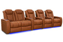 Valencia 2025 New Tuscany Ultimate Luxury Leather Home Theater Seating Row of 5 Loveseat Left, Royal Cognac