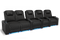 Valencia 2025 New Oslo Leather Home Theater Seating Row of 5 Loveseat Left, Midnight Black
