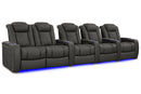 Valencia 2025 New Tuscany XL Luxury Leather Home Theater Seating Row of 5 Loveseat Left, Graphite