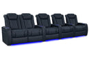 Valencia 2025 New Tuscany XL Luxury Leather Home Theater Seating Row of 5 Loveseat Left, Moonlight Blue