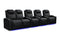 Valencia 2025 New Oslo Ultimate Luxury Leather Home Theater Seating Row of 5 Loveseat Left, Onyx with Silver Stitching