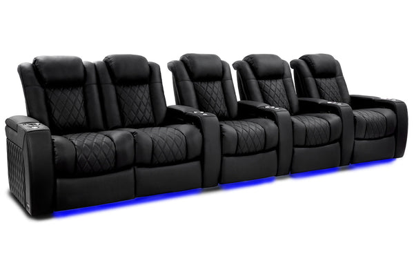 Valencia 2025 New Tuscany Ultimate Luxury Leather Home Theater Seating Row of 5 Loveseat Left, Onyx
