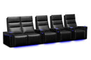 Valencia 2025 New Monza Leather Home Theater Seating With Carbon Fiber Panel Row of 5 Loveseat Left, Black