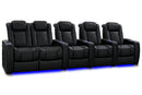 Valencia 2025 New Tuscany Slim Ultimate Luxury Leather Home Theater Seating Row of 5 Loveseat Left, Onyx