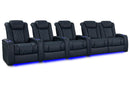 Valencia 2025 New Tuscany XL Luxury Leather Home Theater Seating Row of 5 Loveseat Right, Moonlight Blue
